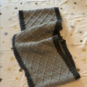 BETSEY JOHNSON Gray Knit Infinity Scarf with Pearl Accents